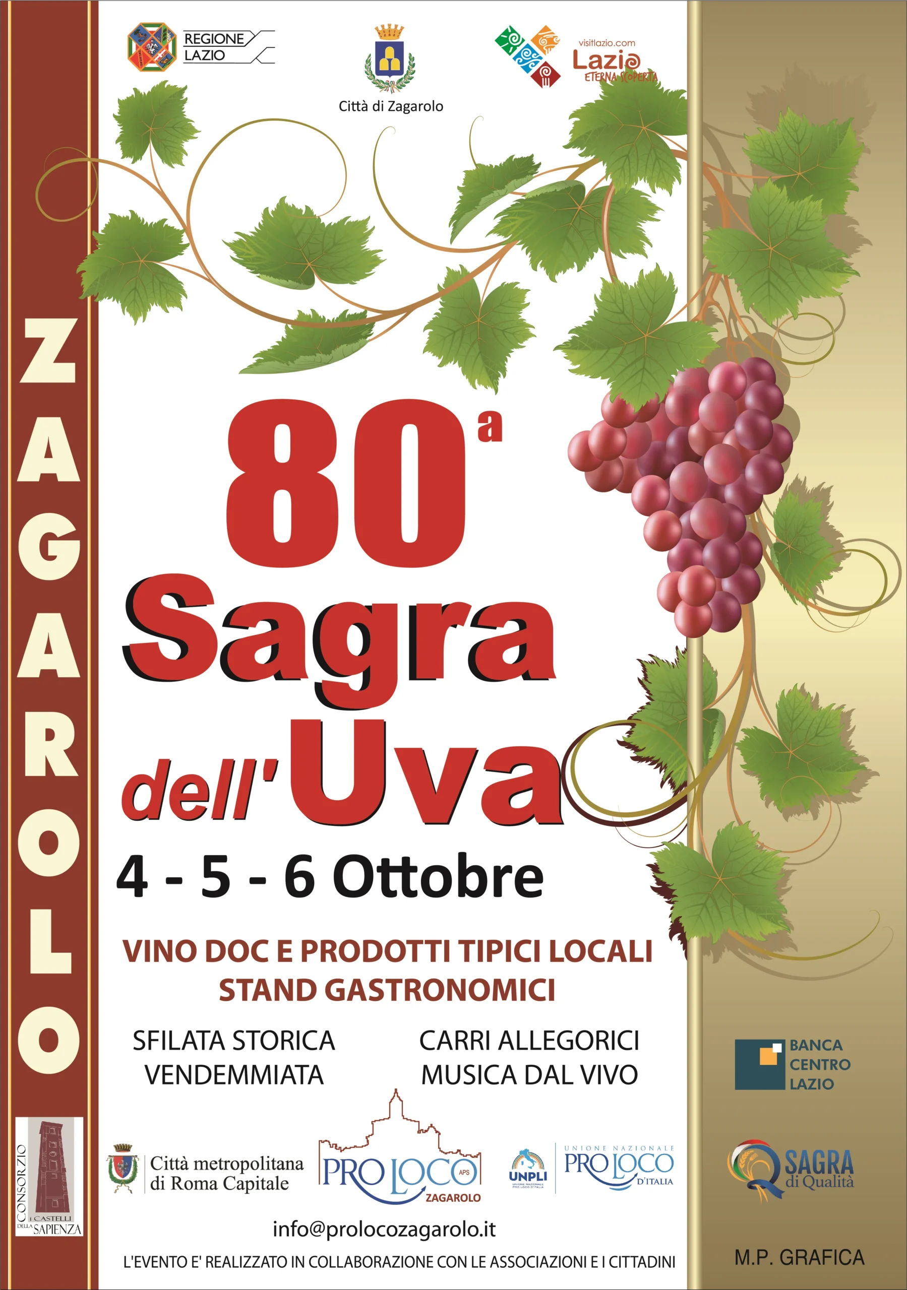 80ª Sagra dell’Uva di Zagarolo – Un Weekend di Tradizioni, Musica e Divertimento